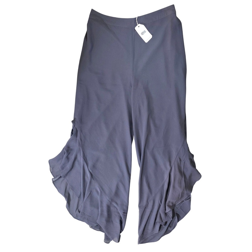 Naked Zebra Grey Ruffle Side Slit Wide Leg Pants OP112289Z Womens Medium New